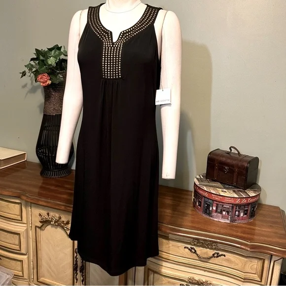 Liz Claiborne Sleeveless Sexy Black Stud Dress NEW NWT - Picture 2 of 7